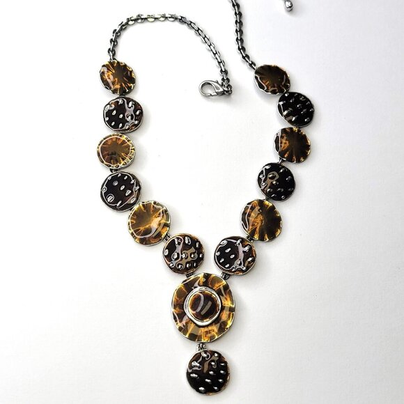 Brown Disc Necklace - Picture 3 of 15